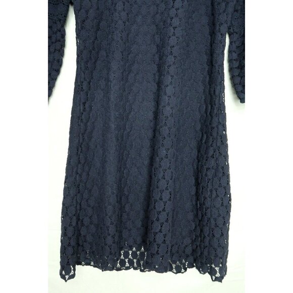 Solitaire by Ravi Khosla Black Lace Midi Dress Crochet 3/4 Sleeves Lined Small - Picture 8 of 10